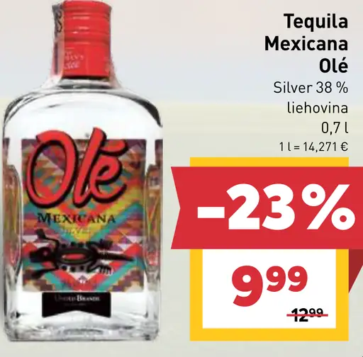 Tequila Mexicana Olé Silver liehovina