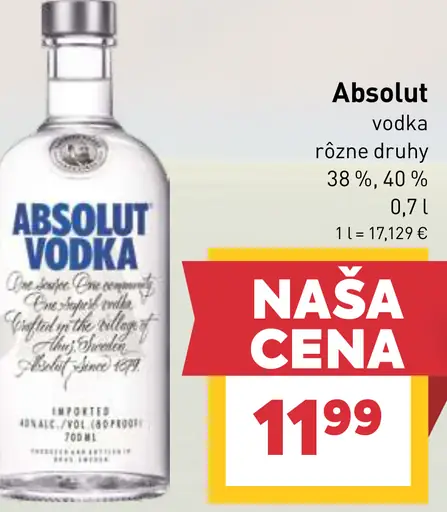 Absolut vodka viac druhov