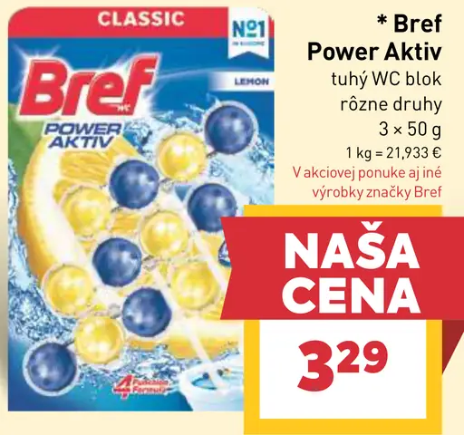Bref Power Aktiv tuhý WC blok rôzne druhy