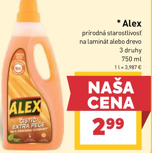 Alex prírodná starostlivosť na laminát alebo drevo 3 druhy