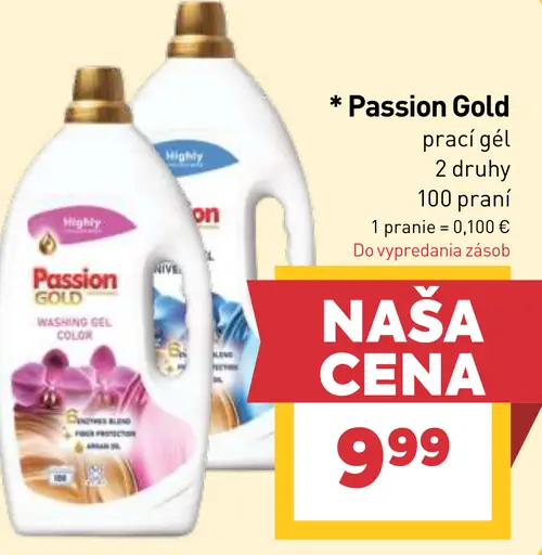 Passion Gold prací gél 100 praní rôzne druhy