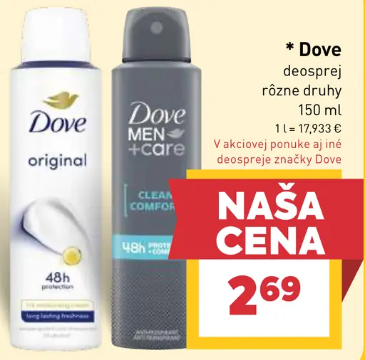 Dove dezodorant rôzne druhy