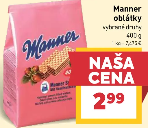 Manner oblátky vybrané druhy