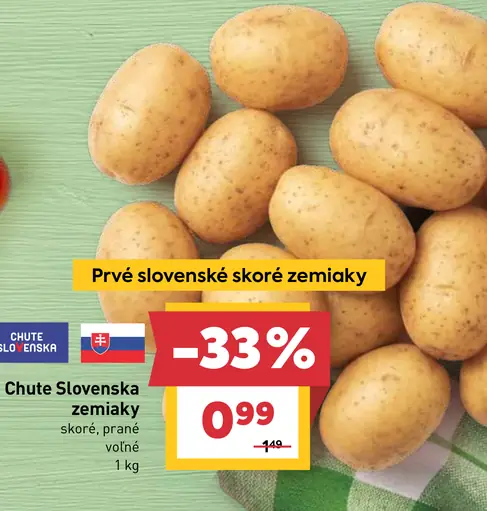 Chute Slovenska zemiaky skoré, prané, voľné