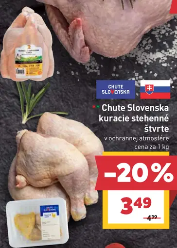Chute Slovenska kuracie stehenné štvrte v ochrannej atmosfére