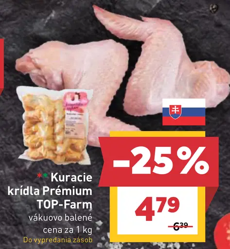 Kuracie krídla Prémiun TOP-Farm vákuovo balené