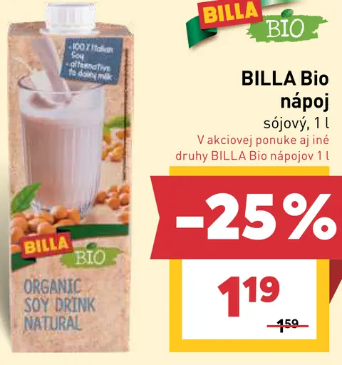 BILLA Bio sójový nápoj