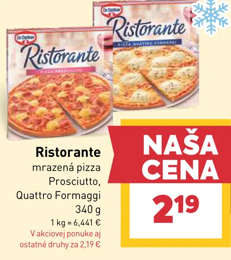 Ristorante mrazená pizza Prosciutto, Quattro Formaggi