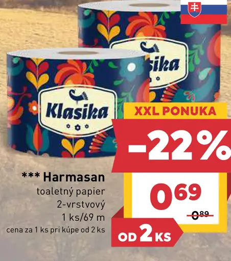 Harmasan toaletný papier 2-vrstvový