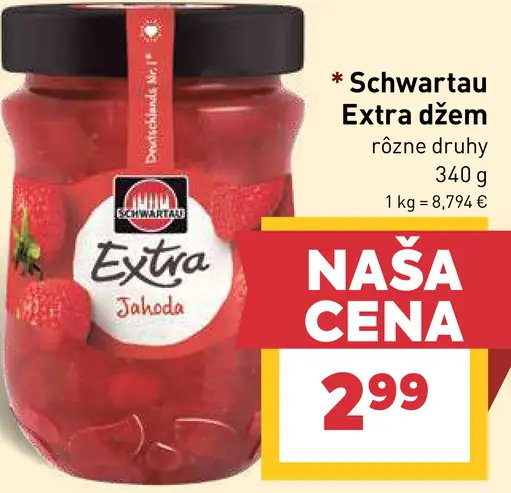 Schwartau Extra džem jahoda rôzne druhy