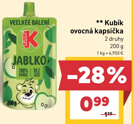 Kubík ovocná kapsička jablko rôzne druhy