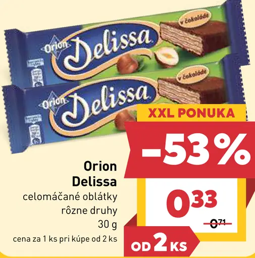 Orion Delissa celočokoládne oblátky rôzne druhy