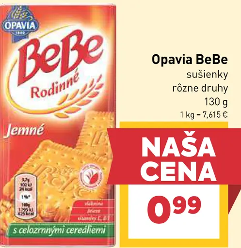 Opavia BeBe sušienky s celozrnnými cereáliami rôzne druhy