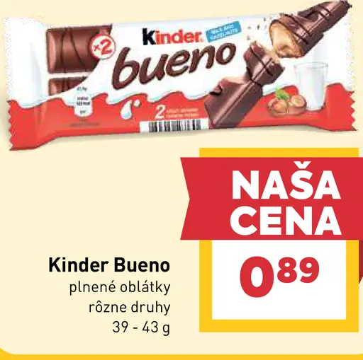 Kinder Bueno plnené oblátky rôzne druhy