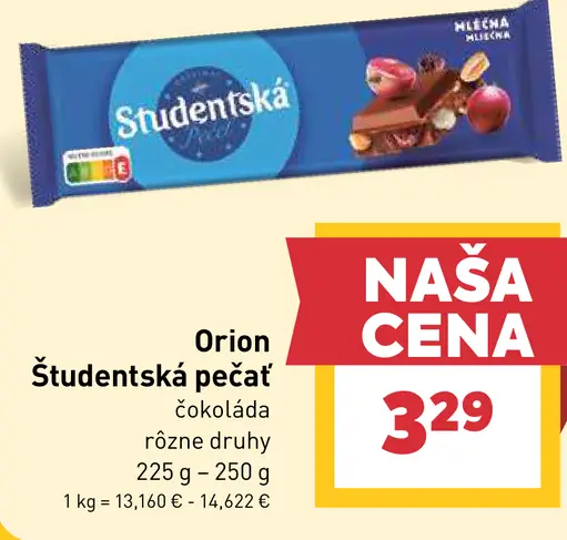 Orion Študentská pečať čokoláda rôzne druhy