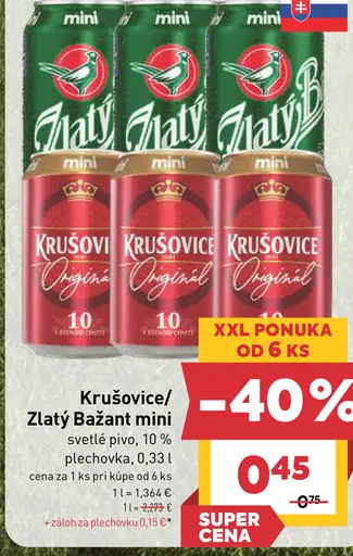 Krušovice Zlatý Bažant mini svetlé pivo 10 % plechovka