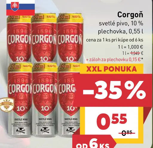 Corgoň 10% svetlé výčapné pivo plechovka