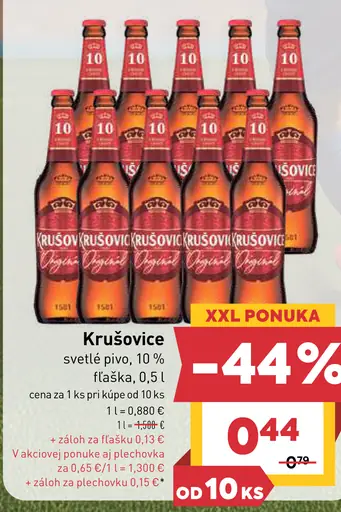Krušovice svetlé pivo, 10 % plechovka