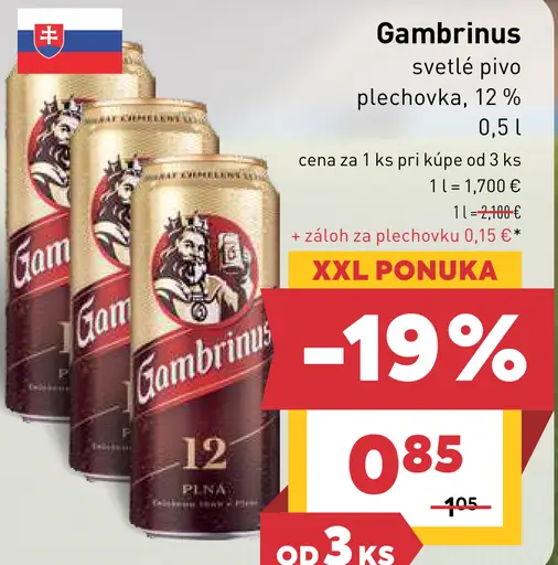 Gambrinus Svetlé pivo 10 % plechovka