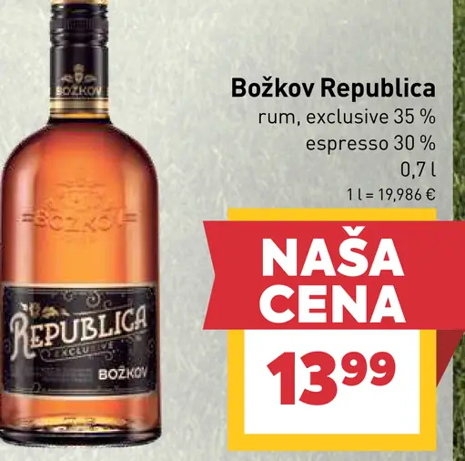 Božkov Republica rum exclusive 35 % alebo espresso 30 %