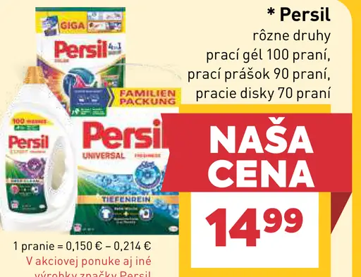 Persil prací gél 100 praní, prací prášok 90 praní