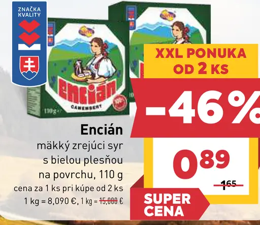 Encián mäkký zrejúci syr s bielou plesňou na povrchu