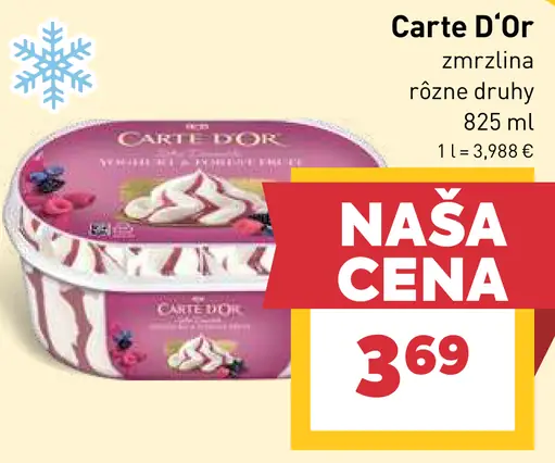 Carte d’Or zmrzlina rôzne druhy