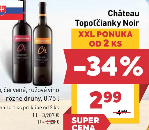 Château Topoľčianky víno Noir, biele, červené, ružové