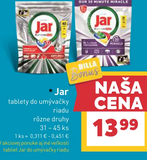 Jar tablety do umývačky riadu rôzne druhy