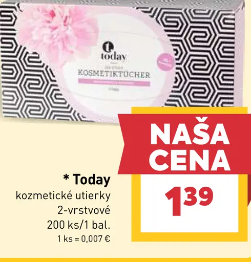 Today kozmetické utierky 2‑vrstvové
