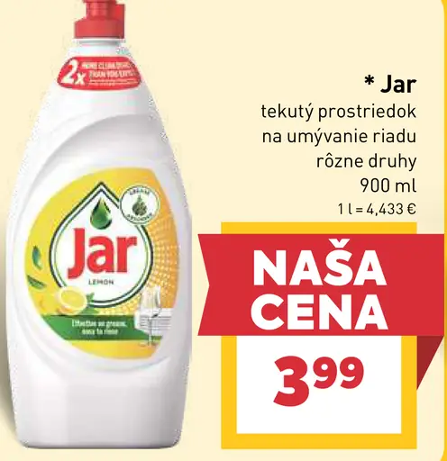 Jar tekutý prostriedok na umývanie riadu vybrané druhy