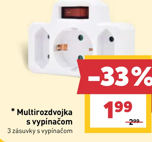 Multirozvodka s vypínačom 3 zásuvky