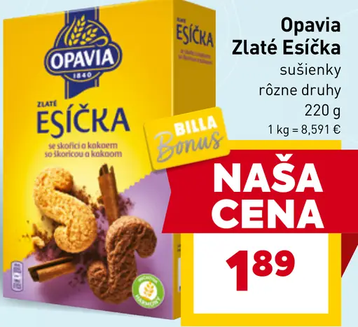 Opavia Zlaté Esička sušienky rôzne druhy