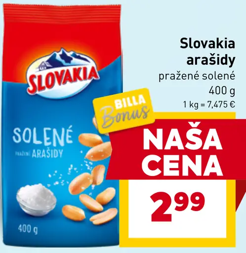 Slovakia Arašidy pražené solené