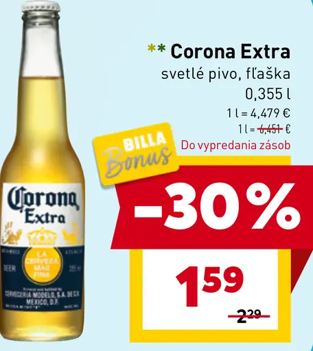 Corona Extra svetlé pivo, fľaška