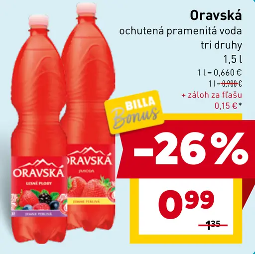 Oravská ochutená pramenitá voda tri druhy