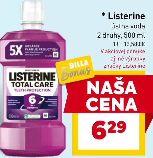 Listerine ústna voda vybrané druhy