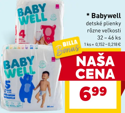 Babywell detské plienky rôzne veľkosti