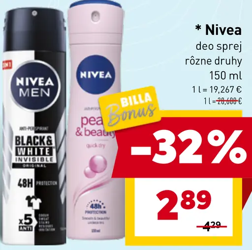 Nivea deo sprej rôzne druhy