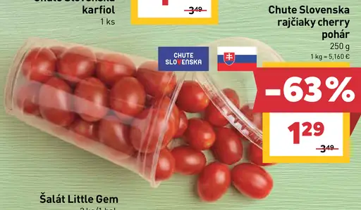 Chute Slovenska rajčiaky cherry pohár