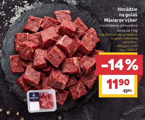 Hovädzie na guláš Mäsiarov výber v ochrannej atmosfére