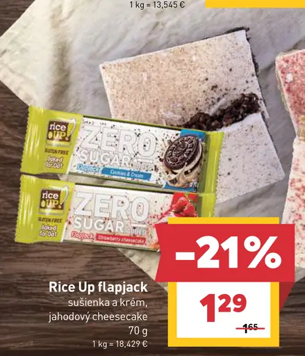 Rice Up flapjack sušienka s krémom jahodový cheesecake