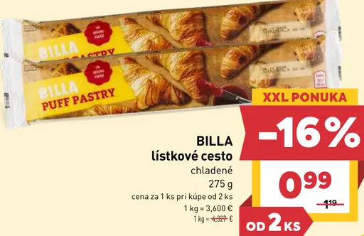 BILLA lístkové cesto chladené