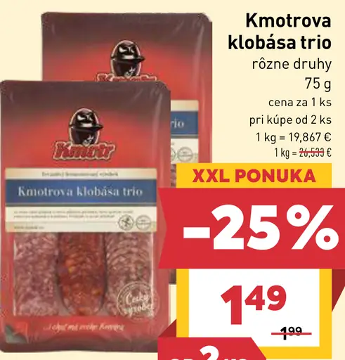 Kmotrova klobása trio rôzne druhy