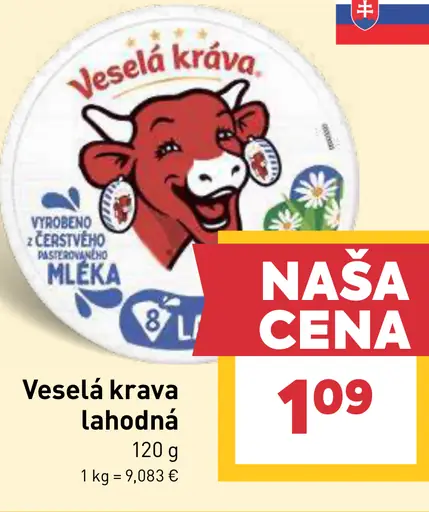 Veselá Krava tavený syr v črievku