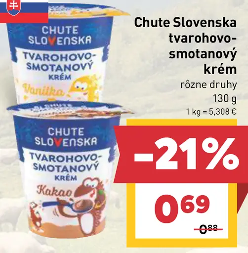 Chute Slovenska tvarohovo-smotanový krém rôzne druhy