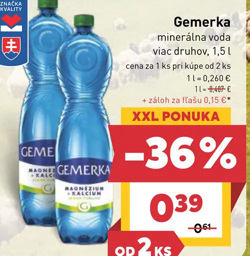 GemerkA minerálna voda viac druhov