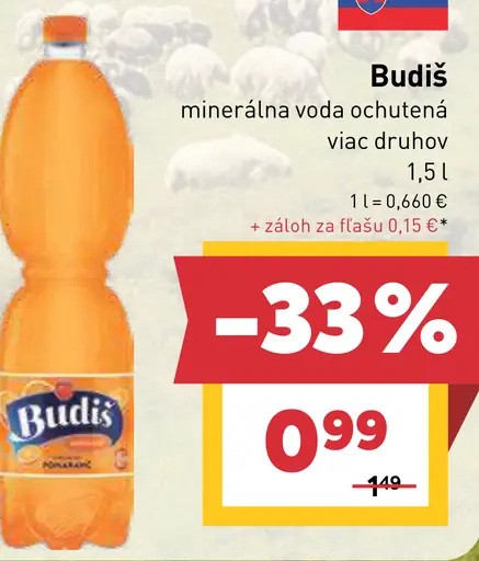 Budiš minerálna voda rôzne druhy