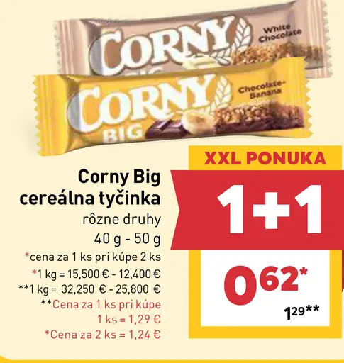 Corny Big tyčinka rôzne druhy