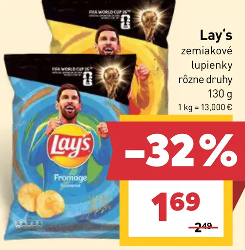 Lay's zemiakové lupienky rôzne druhy